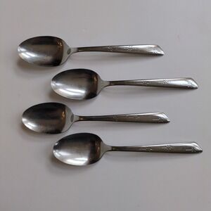 Vtg MCM Starburst Silco Stainless Silverware Large Spoons (4) USA Flatware
